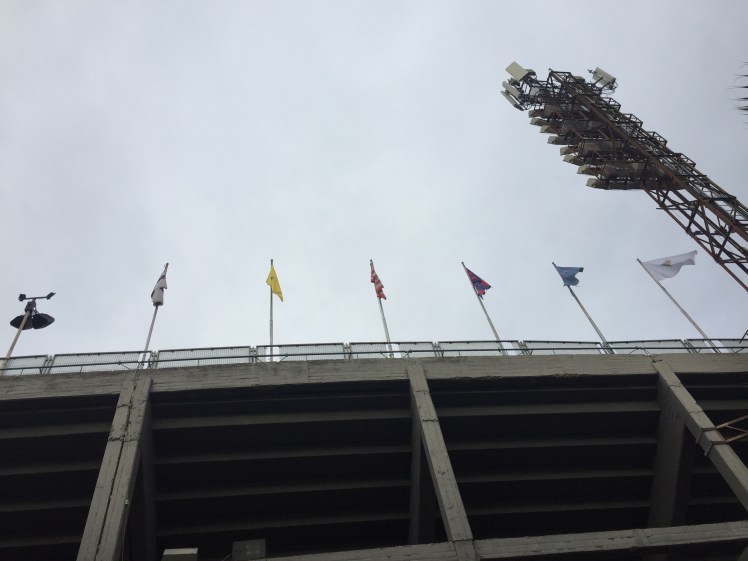 The flags of the Liga sides, always arranged in league position. Levante ended up at the end of the row after this one.